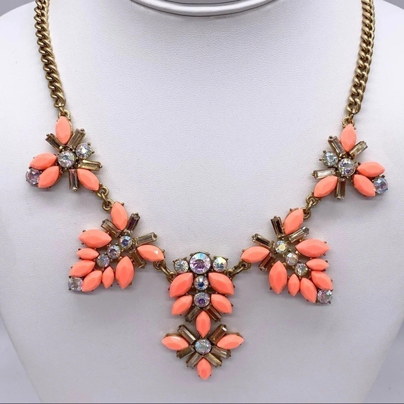 J. Crew Jewelry - J. Crew Orange Jeweled Gold Necklace
